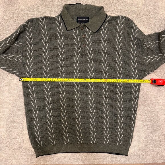 Vintage Conte di Milano Gray Chevron Sweater, Size L - Picture 6 of 8